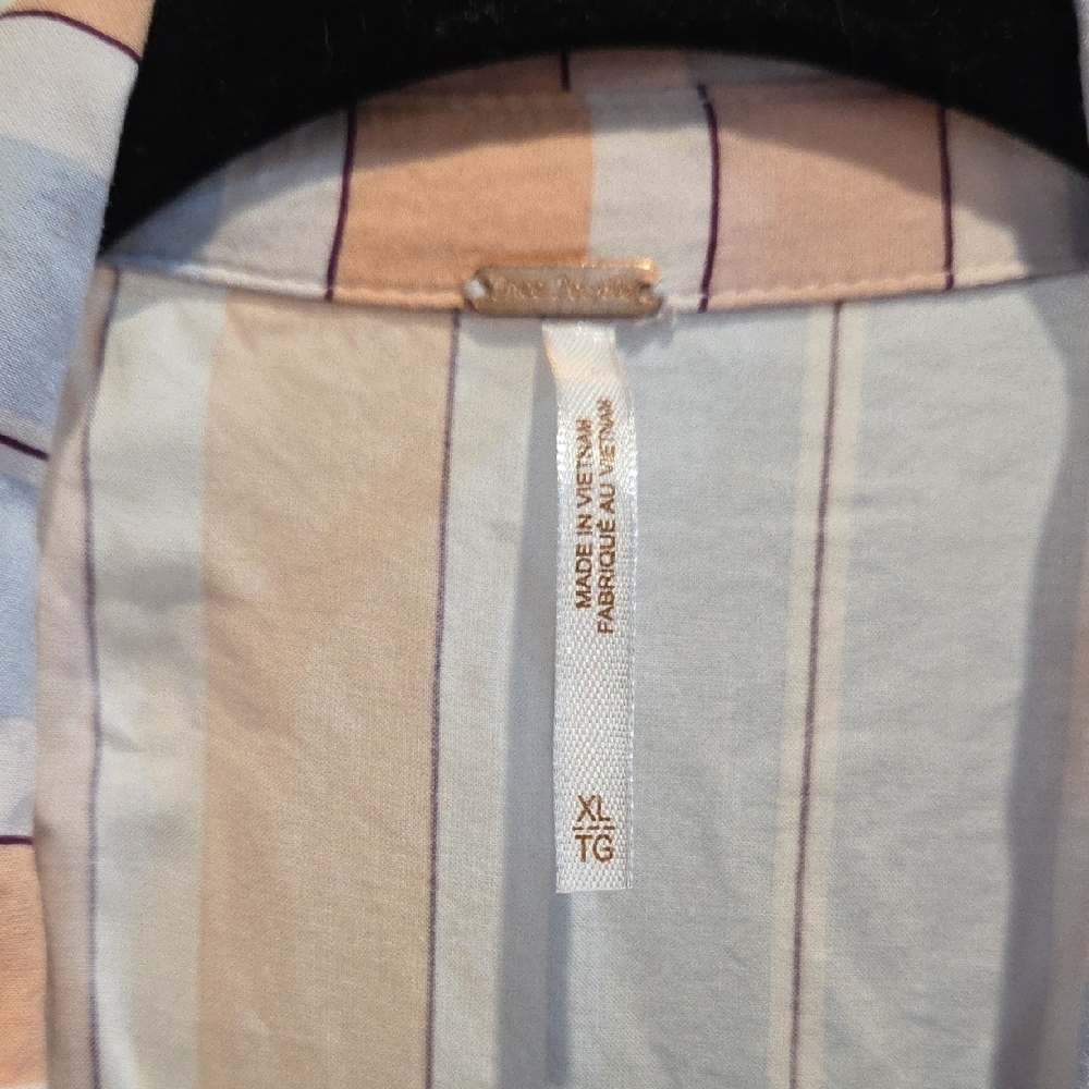 Free People Pastel Striped Button-Down Sleeveless Wrap Shirt XL - Picture 3 of 8